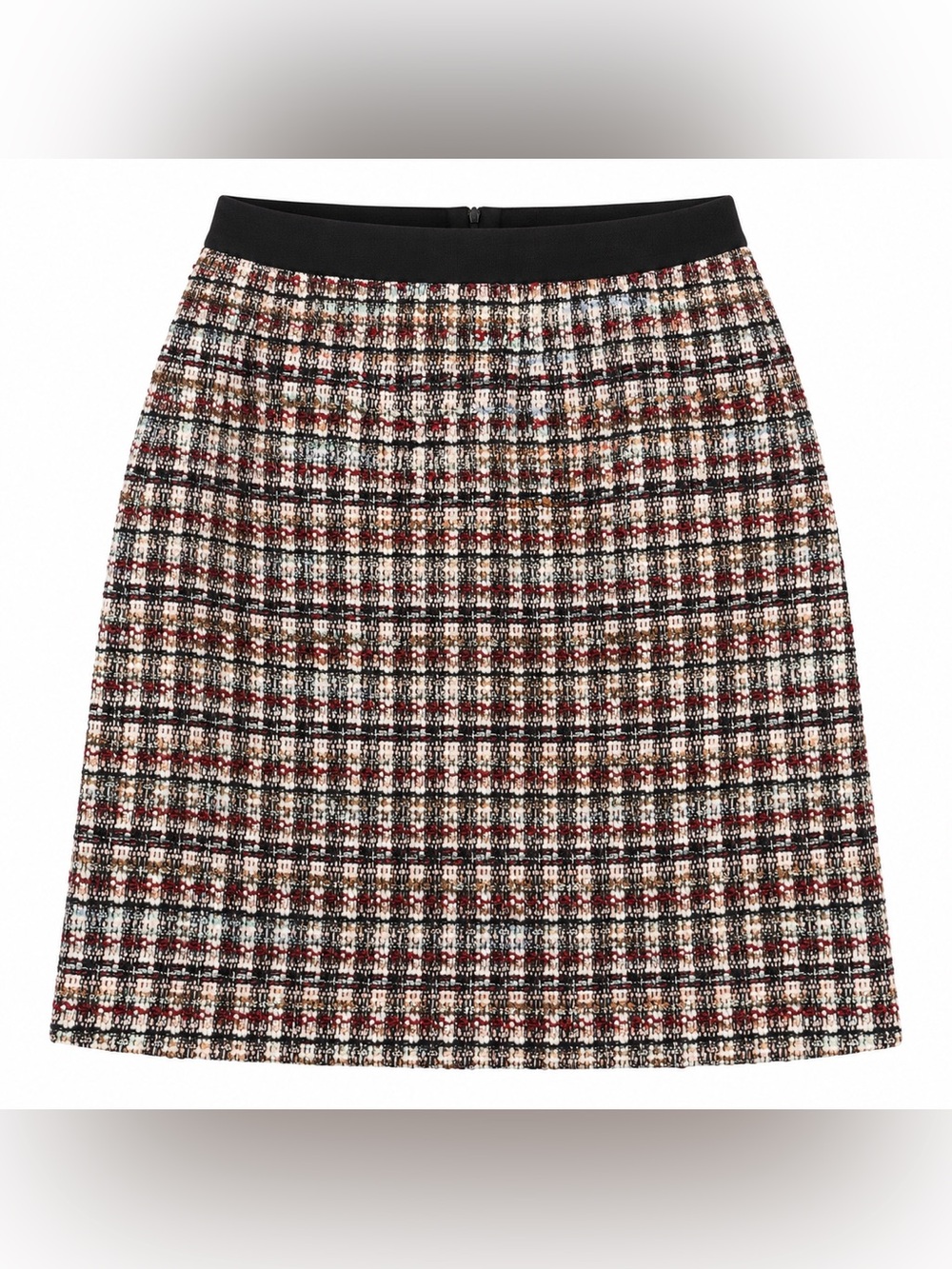 Talbots Women’s Tweed A-Line Skirt Size 6 Multicolor Plaid Black Waistband